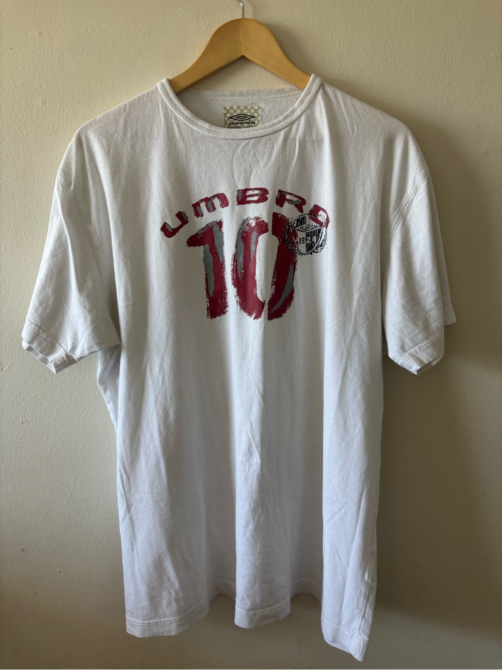 Vintage Umbro Graphic Tee White Red 10 Size Large